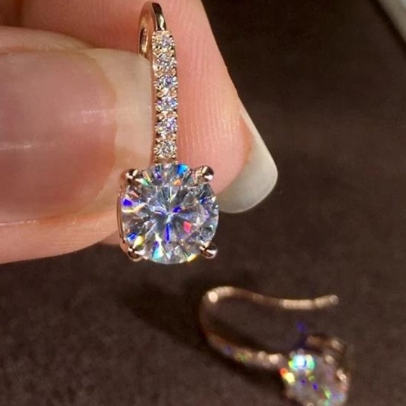 18K rose gold plated drop earrings - Picture 3 of 4